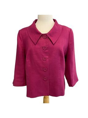 Planet 100% linen blazer jacket fushia pink 3/4 sleeves button closure size 16
